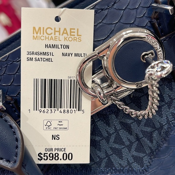 Michael Kors Hamilton Small Satchel Shoulder Crossbody Bag 
Navy Multi 
NWT - Picture 5 of 16